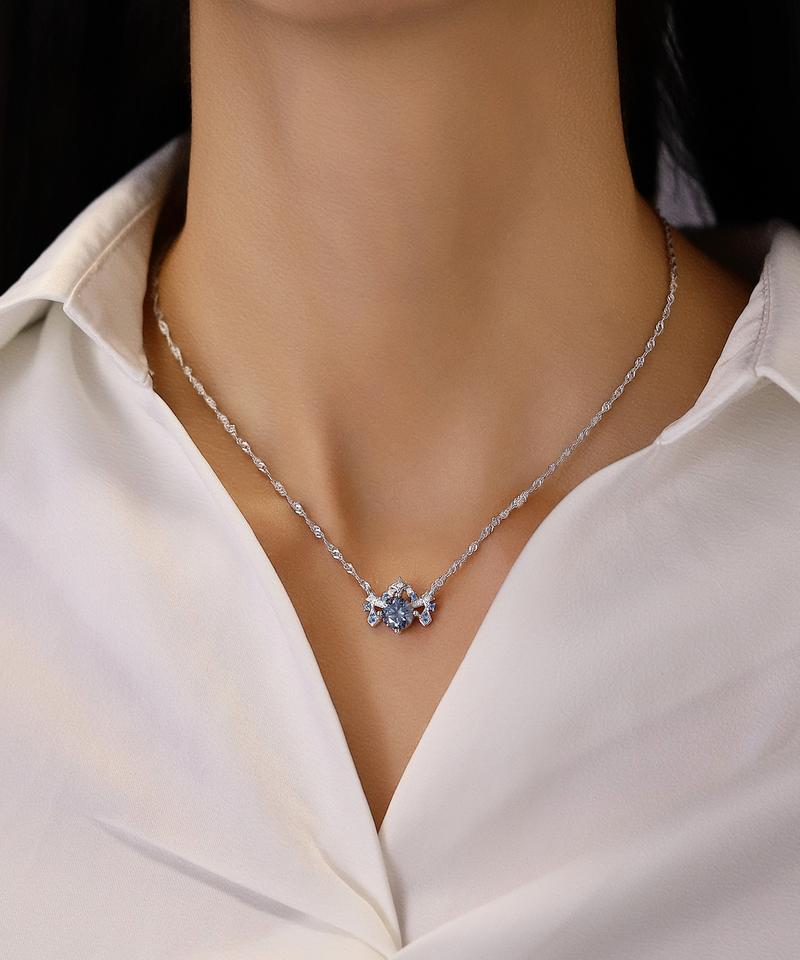 【Zodiac Pendant Necklace】Star Sign 1CT Synthetic Moissanite Zodiac Necklace 1.66mm Italian Rope Chain in 925 Sterling Silver Special Gift Package Birthday/AnniversaryGift for Women