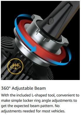 AUXITO H11 LED Bulbs H8 H9 LED Lights, 80W 16,000LM Per Pair, 500 Percent Brighter, 6500K Cool White, Angle Adjustable CanBus Ready Bulbs, Pack of 2 Y13