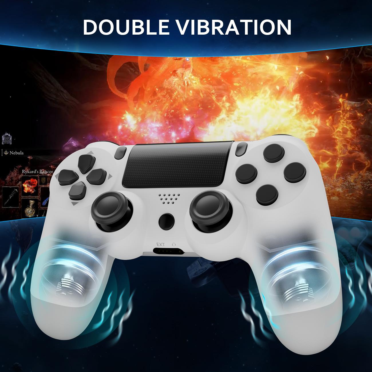 Wireless Game Controller For PS4/PC/Android/iOS, With Double Vibration, Six Axis Gyro, Touch Pad, Speaker, Gamepad, White