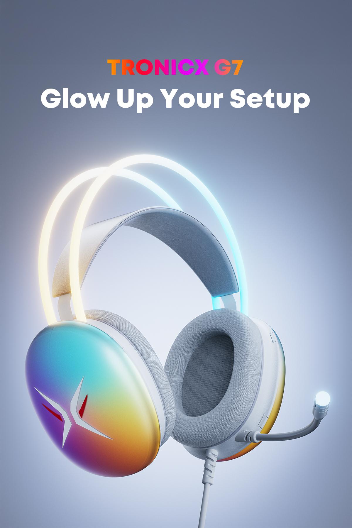 [New Upgrade] TAGRY TRONICX G5 Wired Gaming Headset with 50mm Driver, ENC Microphone, USB Headset with 7.1 Surround Sound, Control Box for PS5/Switch in Dock Mode (Not Compatible with Xbox or Controller)