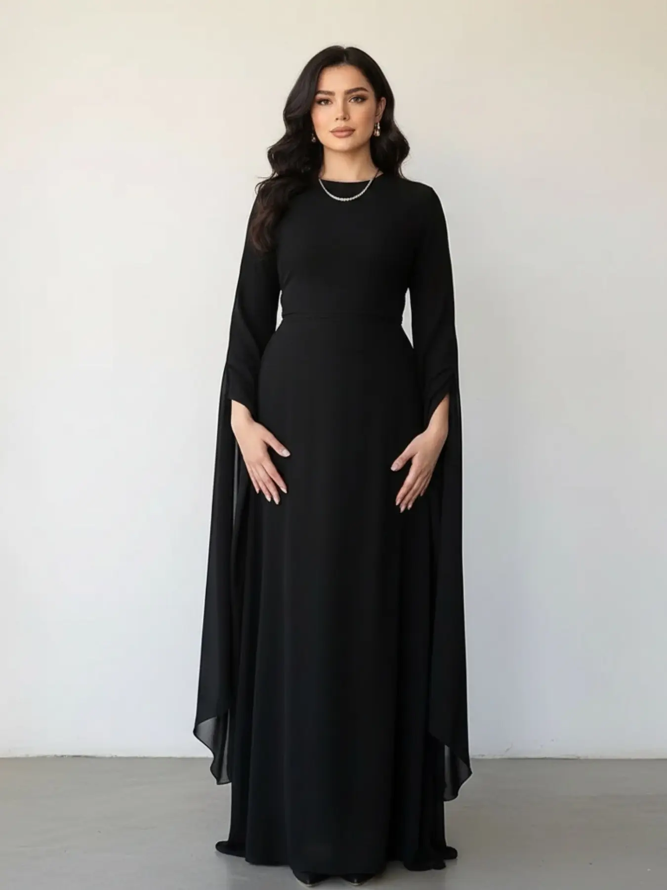 Muslim Ramadan Solid Chiffon Tight Long Dress, Elegant Cross-Bound Abaya, Loose-Fitting Ethnic Pattern, Women's Ball Gown Clothing, Modest Islamic Clothing, Classy Modest Dresses, Modest Style Dress, Modesty Muslim Clothing