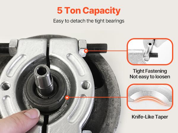 VEVOR Bearing Puller Kit, 14-Piece 5 Ton Capacity Bearing Separator, Pinion Wheel Bearing Removal Kit with 2-Inch and 2.8-Inch Jaws, Bearing Puller Set, Heavy Duty Bearing Splitter Tool Kit with Case