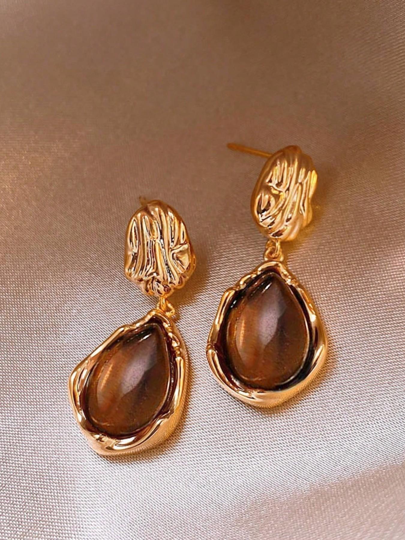 Vintage Fashion Earrings Set, Includes Geometric, Round Bead, Teardrop Shapes, Perfect for Various Styles, Adds Elegant Touch