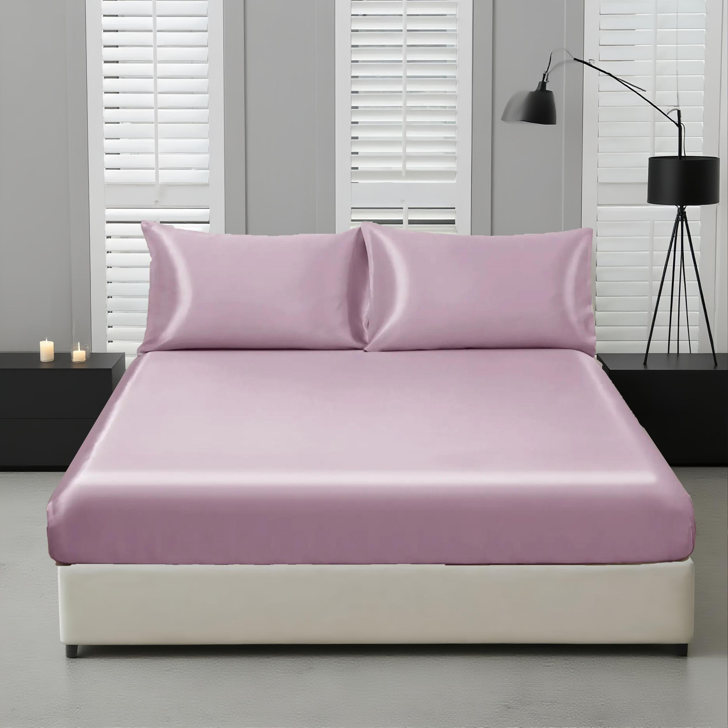 Silky Polyester Satin Bedding Set, Satin Bed Sheets, Soft Breathable Fabric, Perfect for Home Bedroom Dormitory Hotel Use, Valentine's Day New Year Gift Idea