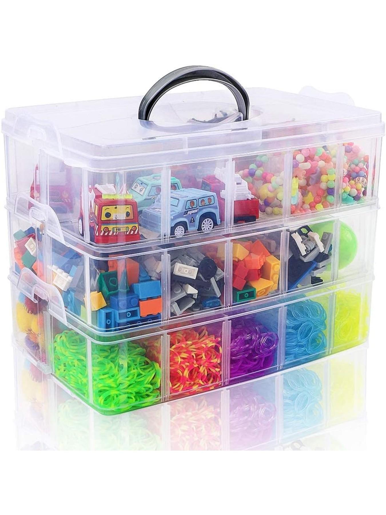 Three-Layer Stackable Storage Container Box with Dividers, 30 Compartments, Bead Organizer for Art Crafts, Jewelry Storage Solution