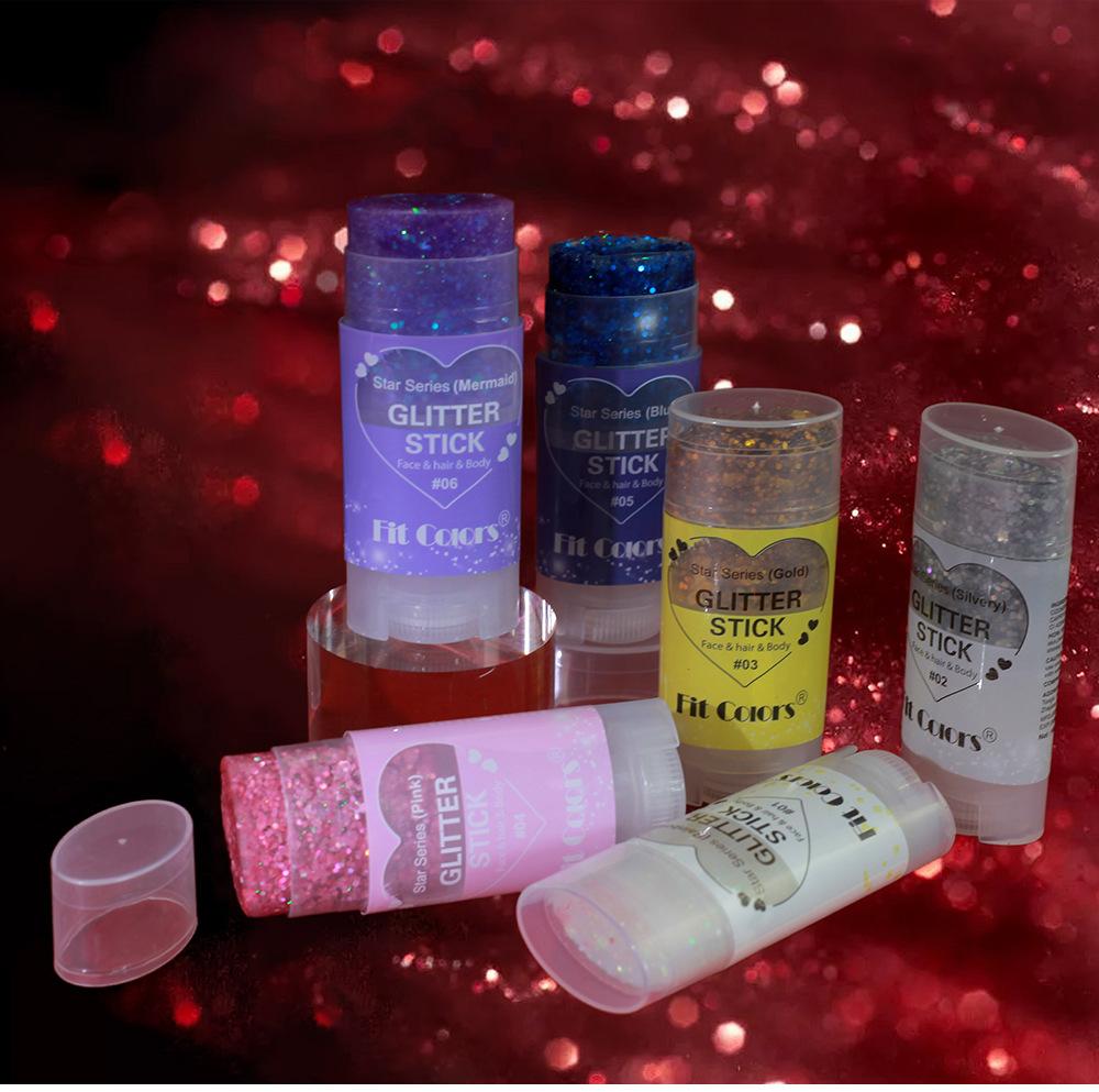 1PC Fit Colors Glitter Stick, 12 Colors Available, Holographic Chunky Glitter, for Face Hair & Body, Long-Lasting, for Festival Rave & Game Day Fan Party, Body Glitter Gel, Cosmetic Sparkle Stick