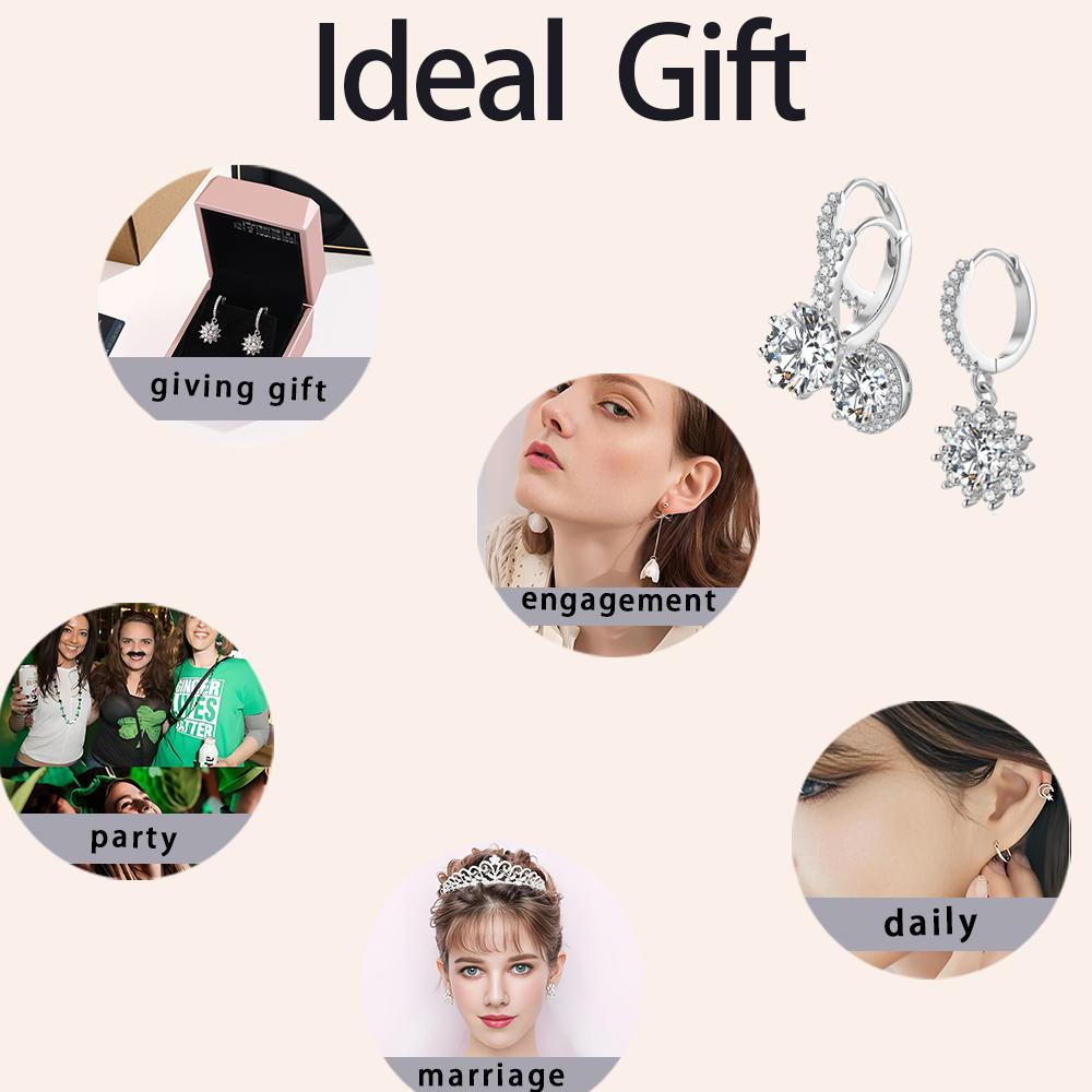 STUNNA LADY Fresh Cut Drop Earrings Moissanite Earrings for women,1ct 2ct Moissanite Diamond Dangle Drop Earrings for Women Birthday Mothers Day Gifts with Certificate of Authenticity