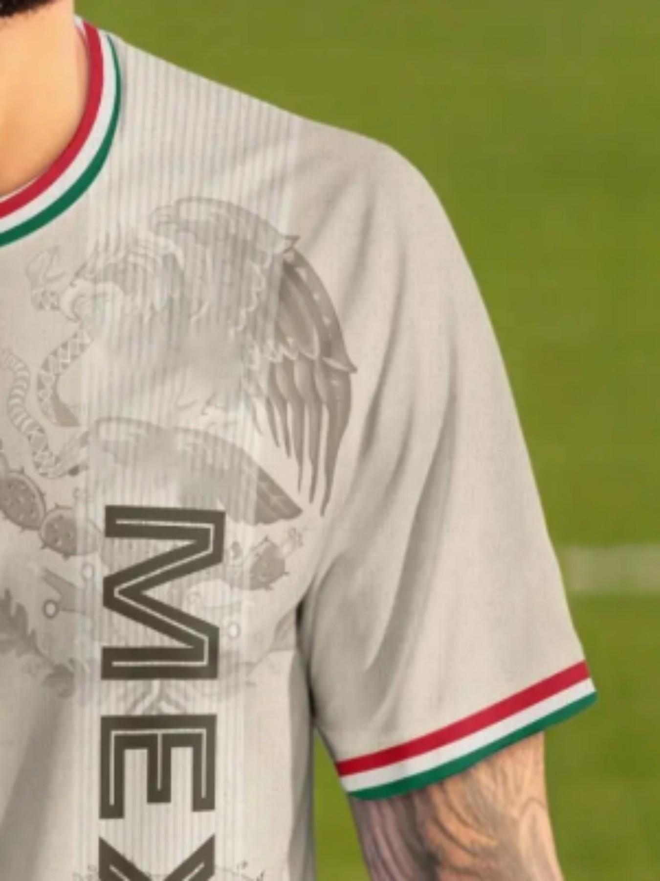 Men's Mexican Map Aztec Football Jersey, Mexico National Team Sporty Round Neck Short Sleeve Top, Geometric Pattern, All Seasons