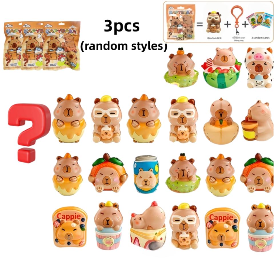 Surprised Blind Box Capybara Doll Toy ，3pcs Capybara  Toys • Slowly Ascending Toy • Suitable for Party Gifts, Birthday Gift Bag Fillers, Classroom Prizes • Christmas,  Easter and  Assorted Varieties，Capybara Keychain，fidget toys，squishy toys，sensory toys