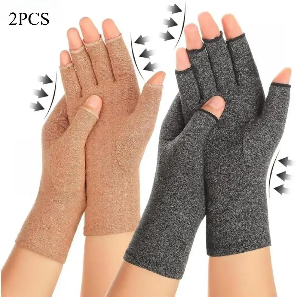 Women's Fingerless Compression Handgloves (2-Pairs, 3 Sizes, Refer to Size Chart) - Ultra Soft Fabric, Moisture-Wicking, Arthritis Relief, Carpal Tunnel Relief, Blood Circulation Boost, Thumb Sleeve, Prop 65 Safe, for Office Workers Typing, Hand Support,,