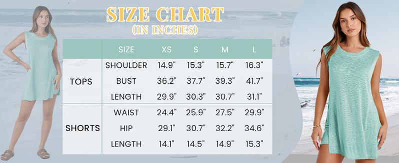 UANEO Women's  2 Piece Outfits Summer Knit Sweater Set Sleeveless  Tunic  Top Matching Shorts Trendy Beach Vacation Sets TikTokShopBlackFriday