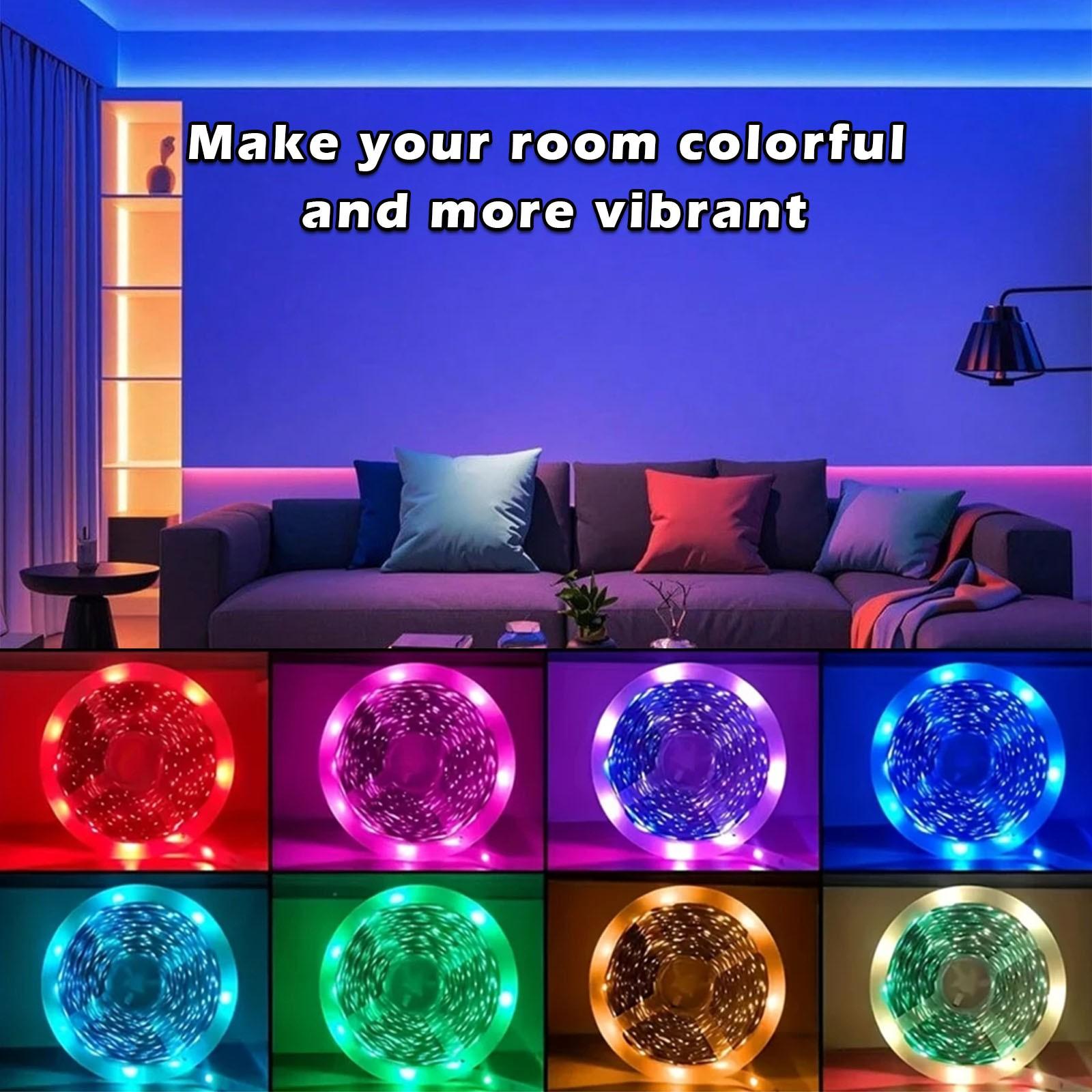 39.37-1574.8 Feet LED Smart Light Strip, APP or Remote Control with 44 Key Remote, Adjustable Color and Brightness, Light Dimmable for Home Decor