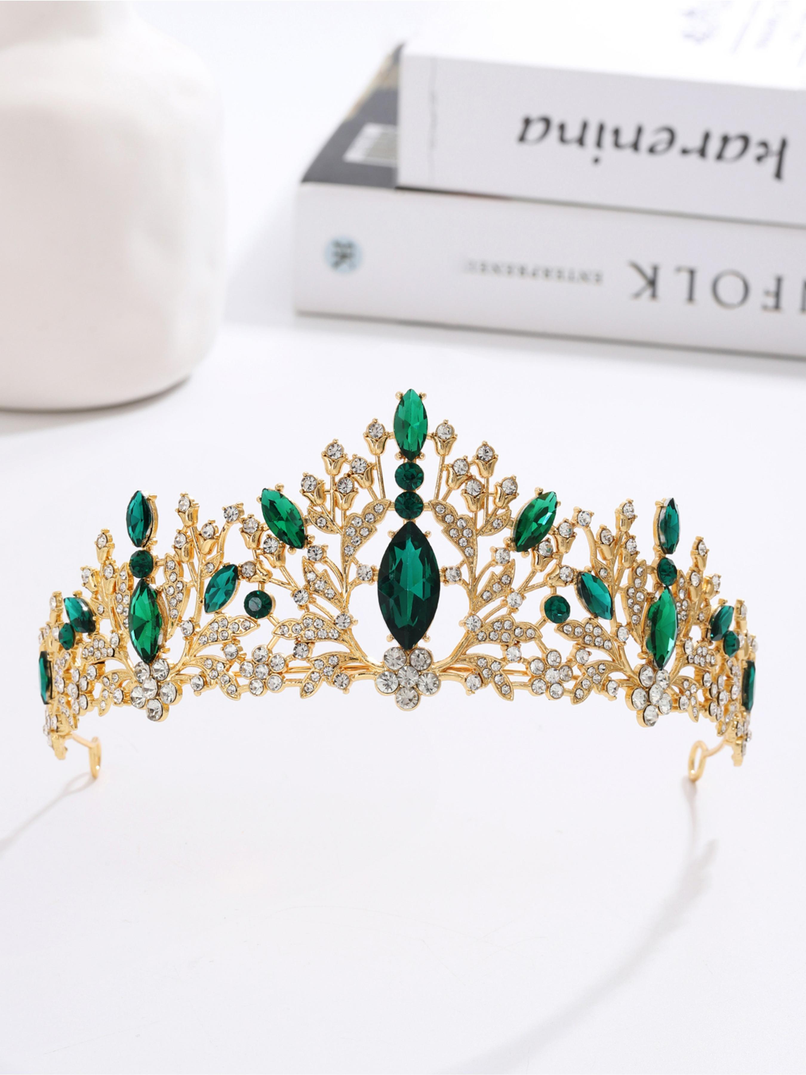 Gold Crystal Wedding Tiara Rhinestone Bridal Crown Jewelry Accessories Floral Fashion Elegant Birthday Headwear