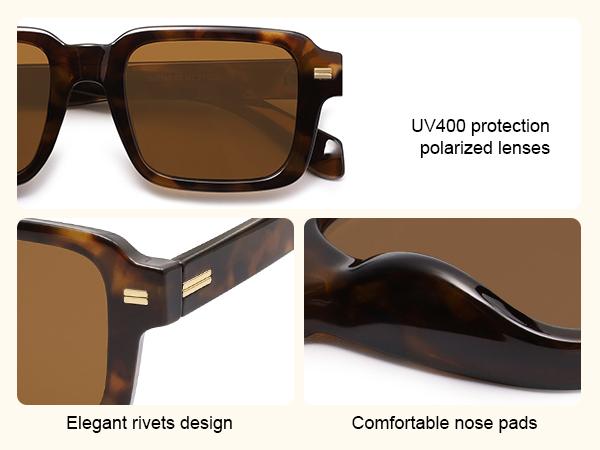 SOJOS Retro Square Polarized Sunglasses for Women Men, 70s 80s Classic Vintage Rectangle Shades