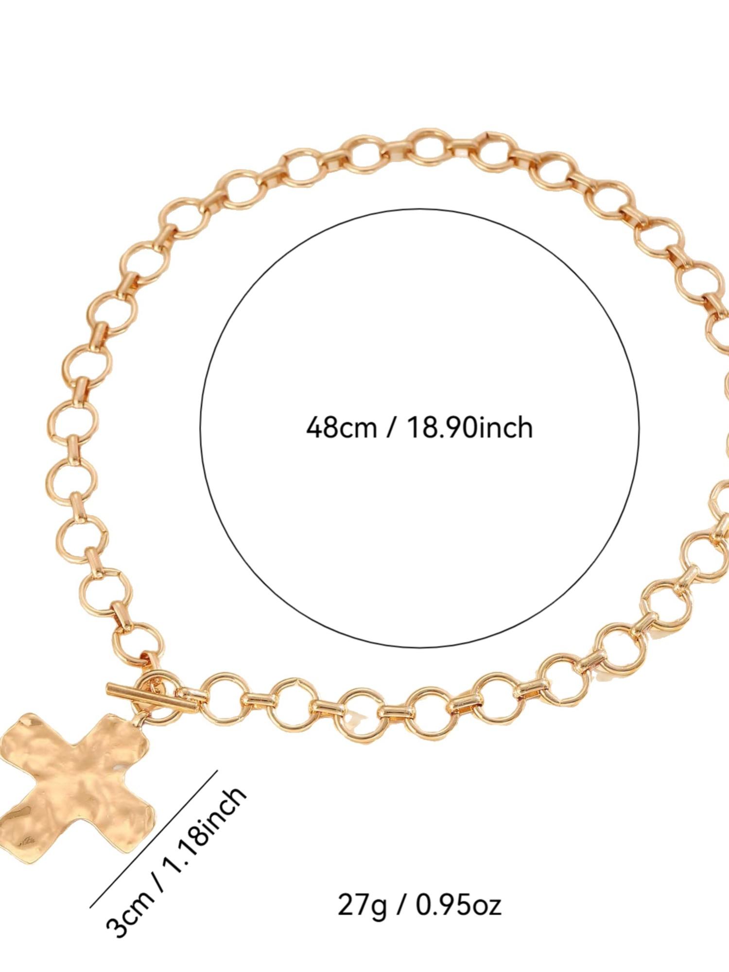 Chunky Cross Necklace for Women Statement Cross Pendant Necklace Layered Hammered Bold Cross Necklace Vintage Toggle Clasp Necklace Jewelry For Easter Gift