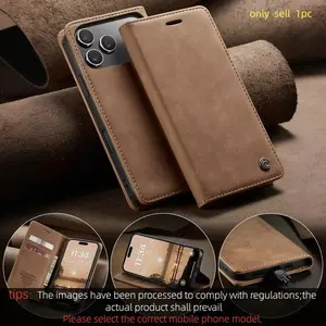 Retro Magnetic Flip PU Leather Protective Smartphone Case for iPhone 17 Air 17 Pro 16 15 14 13 12  Wallet Cover Phone