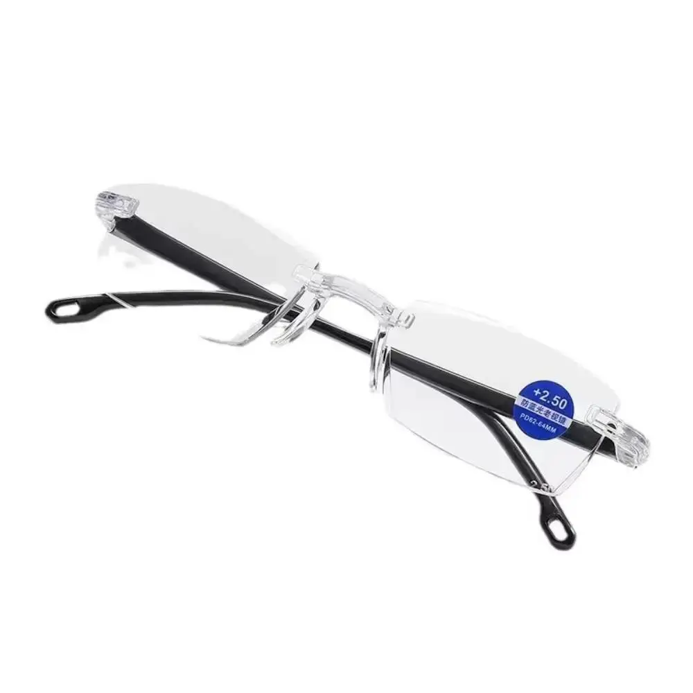 Frameless Presbyopia Eyeglasses Square Frame Ultralight Men's Reading Glasses Optical Eyewear Spectacle Lens Power +100 To +400