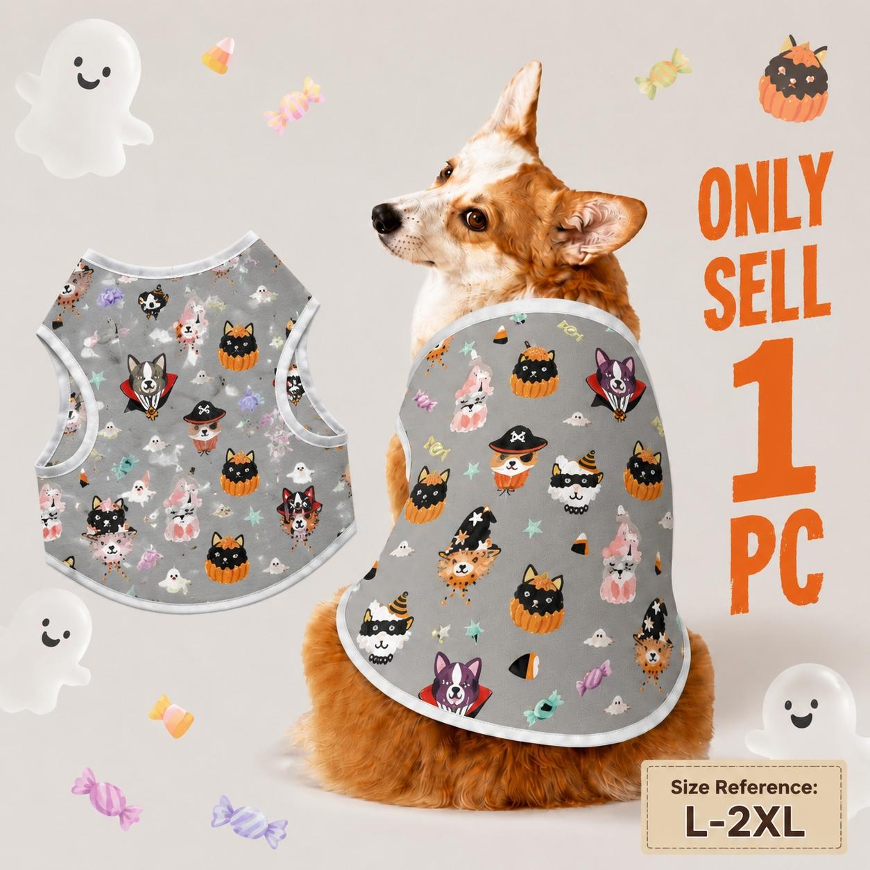 Halloween dog clothes, cool touch pet T-shirt, lightweight breathable puppy vest, festive apparel with a cooling sensation, soft, washable and durable pet outfit for medium and large dogs.