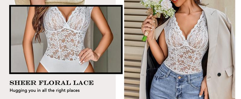 Avidlove Lace Bodysuits for Women V Neck Tank Top Body Suits Snap Crotch One Piece Teddy Avidlove Lace Bodysuits for Women V Neck Tank Top Body Suits Snap Crotch One Piece Teddy