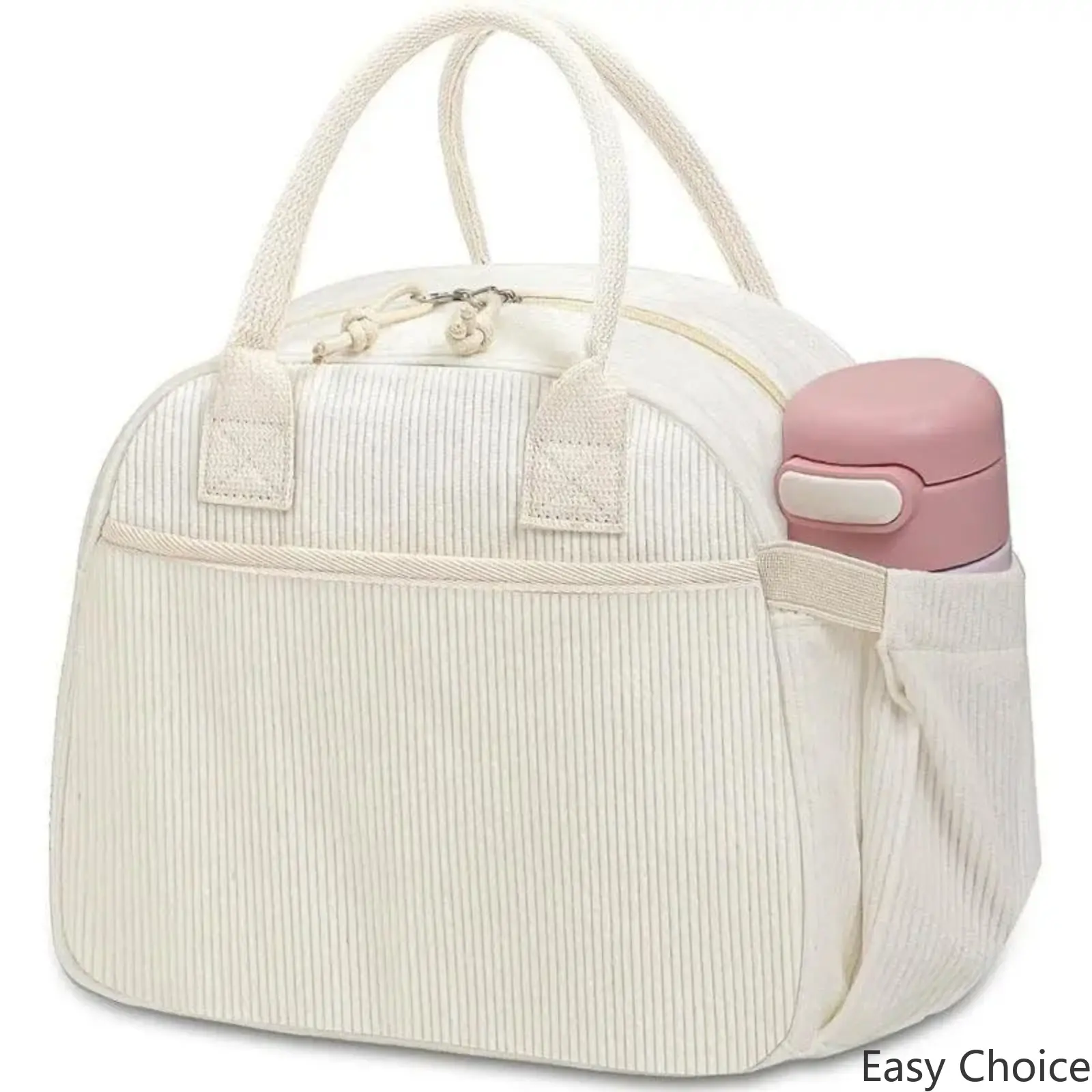 Corduroy Insulated Lunch Bag | Waterproof Oil-Resistant Leak-Proof | Spacious Handheld Tote for Office Workers Students Daily Commute