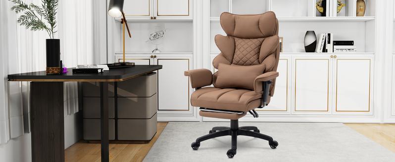 Dowinx Big and Tall Office Chair，High-Back Executive Gaming Chair with Pocket Spring Cushion, Adjustable Lumbar Support, Armrests & Footrest