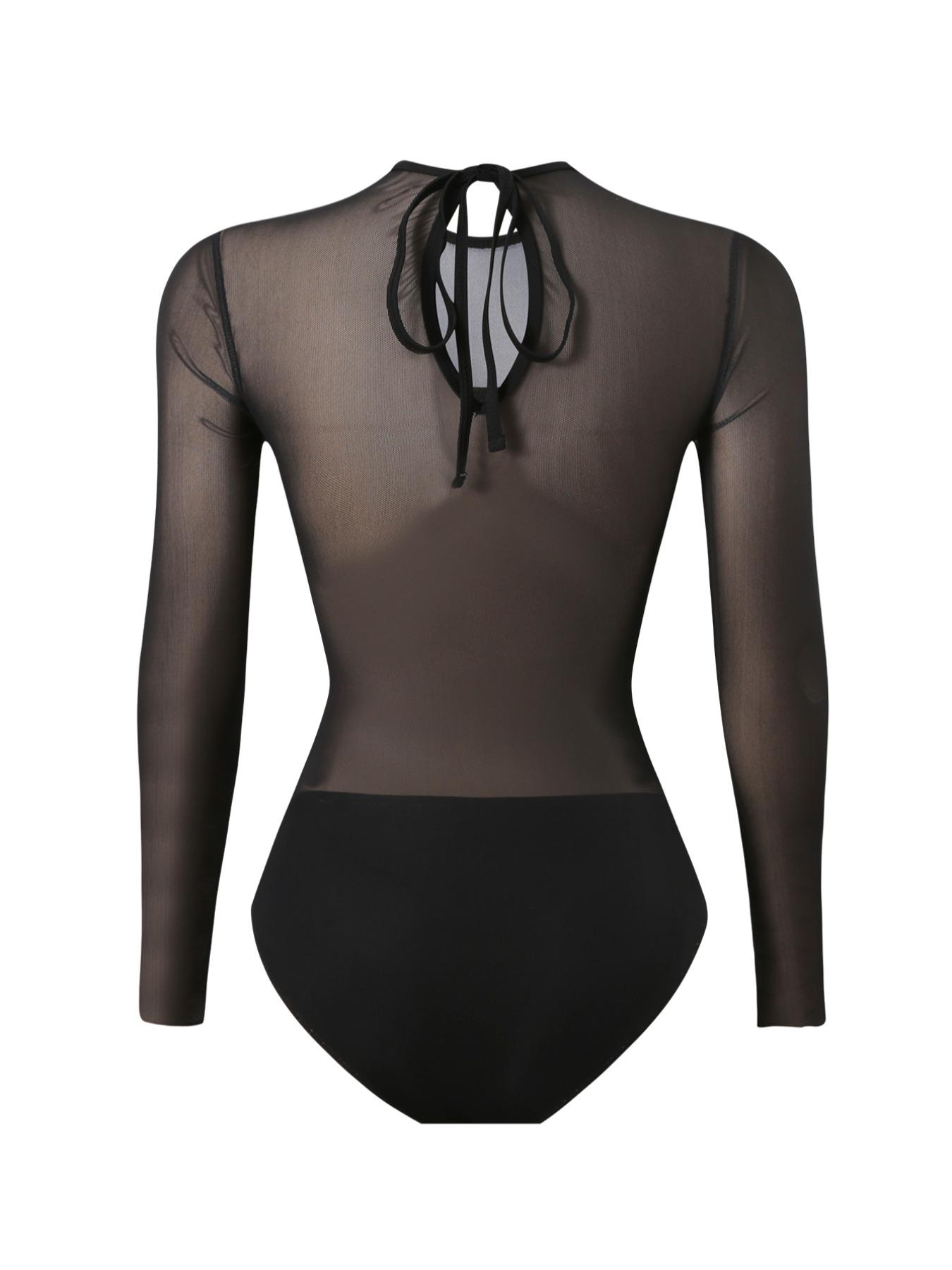 Women's Mesh One-Piece Swimsuit, European Style Swimwear, Sun Protection Quick-Dry Bathing Suit, Summer Beach Wear