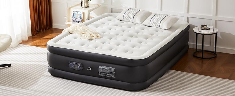 RIMIKING  Premium Air Mattress with Built-in Electric Pump,Size Variants,High Weight Capacity,Built-in Electric Pump,Ergonomic Design,Ergonomic Design,  QDC