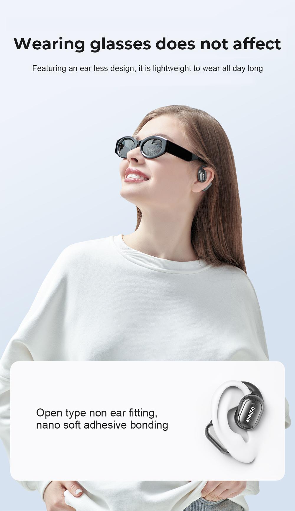 【Buy 1 Get 1 Gift Free】MINISO X30 OWS Wireless Bluetooth Earphones IPX5 Waterproof, MS502 Clip-On Ear Headphones Bluetooth 6.0 Headsets, with Heart Rate Monitoring, 35Hours Play time, Light-Weight Headphones Built-in Microphone 【Buy 1 Get 1 Gift Free】MINISO X30 OWS Wireless Bluetooth Earphones IPX5 Waterproof, MS502 Clip-On Ear Headphones Bluetooth 6.0 Headsets, with Heart Rate Monitoring, 35Hours Play time, Light-Weight Headphones Built-in Microphone