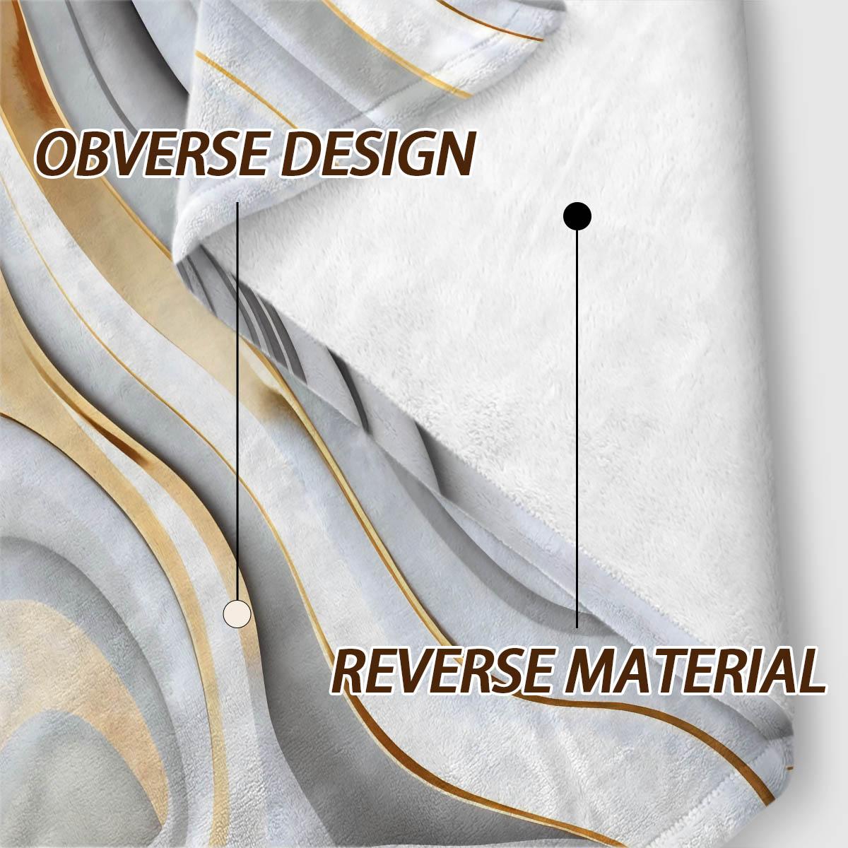 and Gold Marble Pattern Flannel Blanket, Soft and Cozy, Breathable and Warm, Sofa and Bedroom Decor, Gift for Holidays