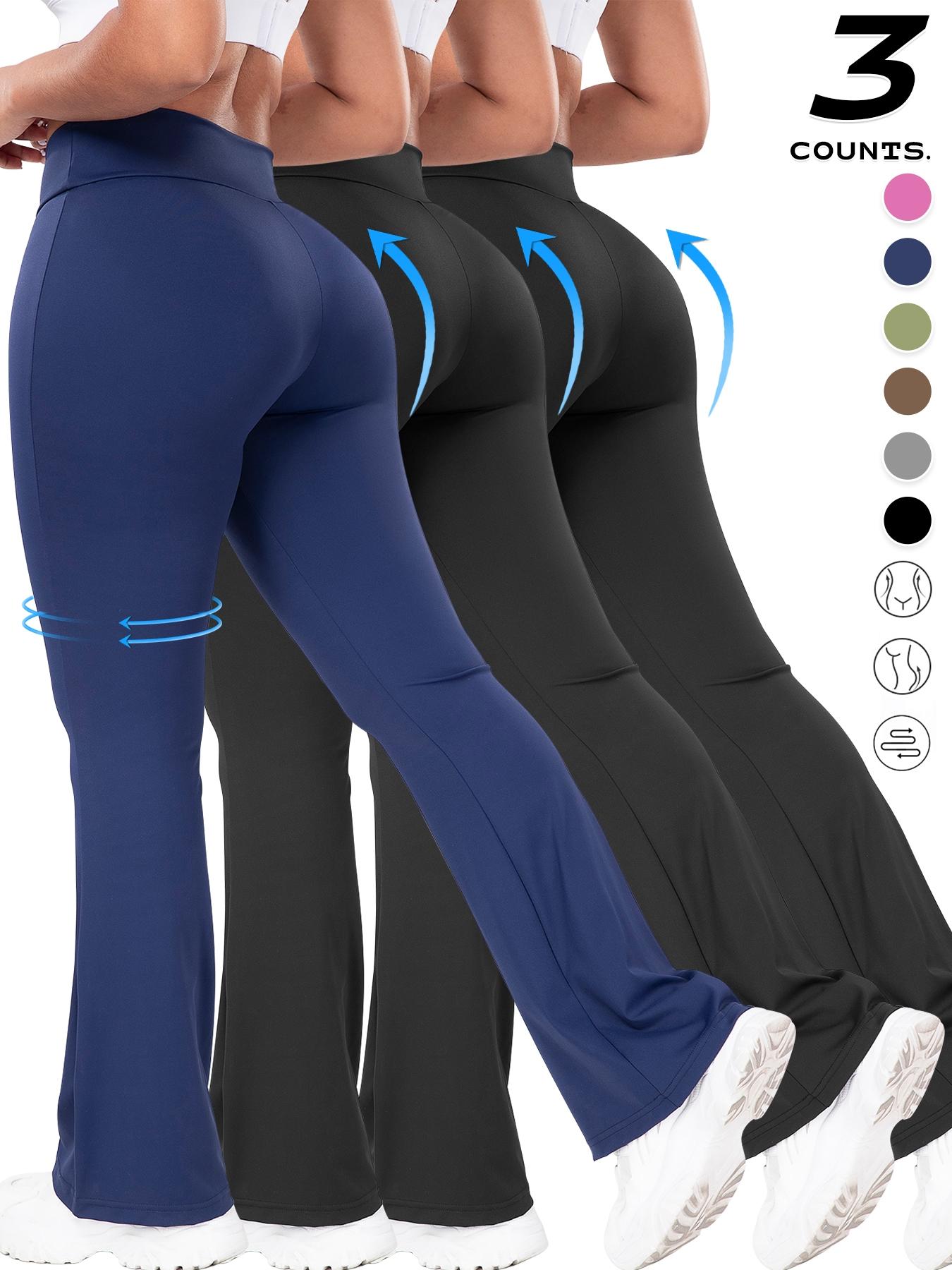 3pcs Women's Cross Waist Elastic Running Pants, Long Wide Leg Sportswear, Comfortable Fashion Design, 3 Pack Sports Trousers, Athleisure Style Pants