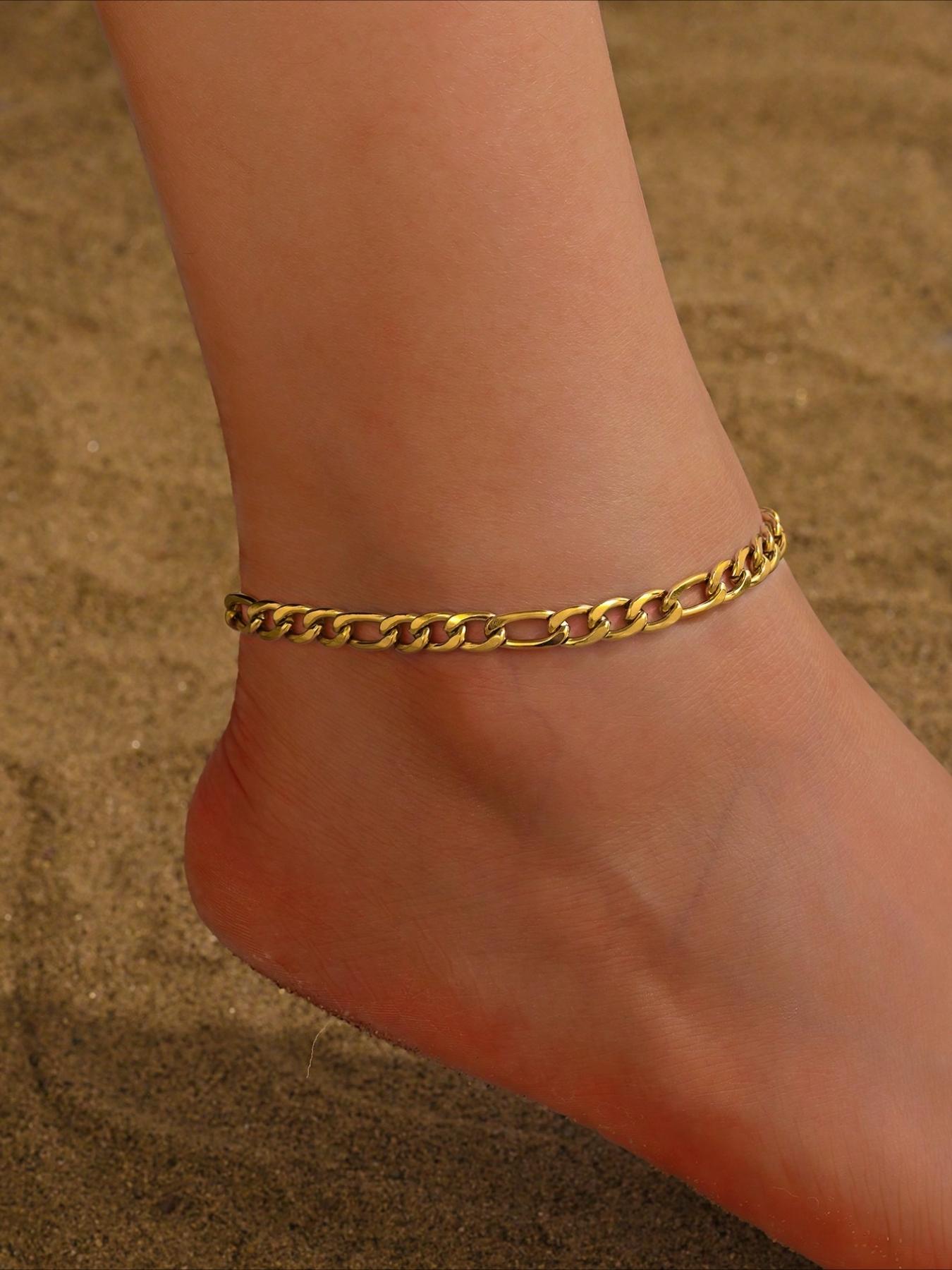 Fashion Cuban Chain Women's Ankle Chain, Non Fading, Stainless Steel Accessories