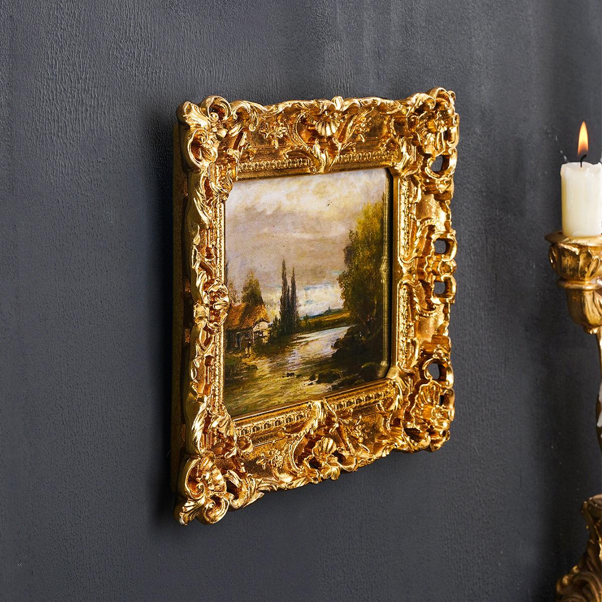 European Vintage Frame Set, Rectangular Decorative Photo Display, Pearl Chain & Swallow Design, Wall Hanging, Home Decoration, Picture Frame