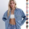 【Black Friday】Women's Relaxed-Fit Denim Jacket, Long-Sleeve Drop-Shoulder Button-Front Jean Jacket with Chest Pocket and Curved Hem #GLOBAL PICKS