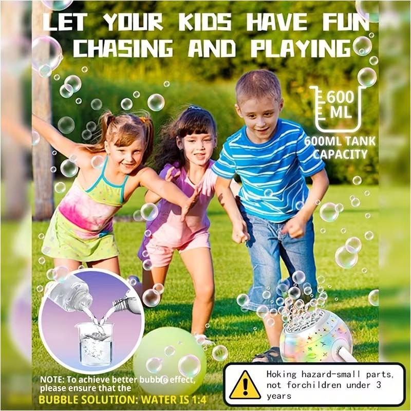 7 Color LED Light Rechargeable Bubble Machine, 20oz (600ml) Large Capacity Atmosphere Light, Automatic Bubble Blower, Perfect for Parties, Boys & Girls Birthday Holiday Gifts