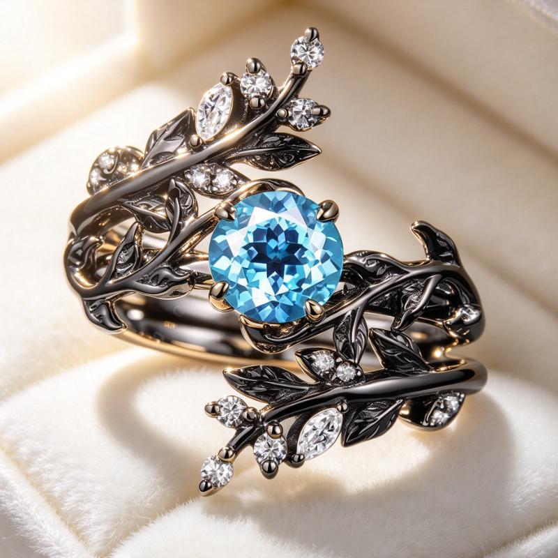2Pcs Leaf Branch Stackable Ring Set for Women, Oval Cut Stone Open Ring, Valentine Christmas Gift Statement Rings for Party Daily Wear