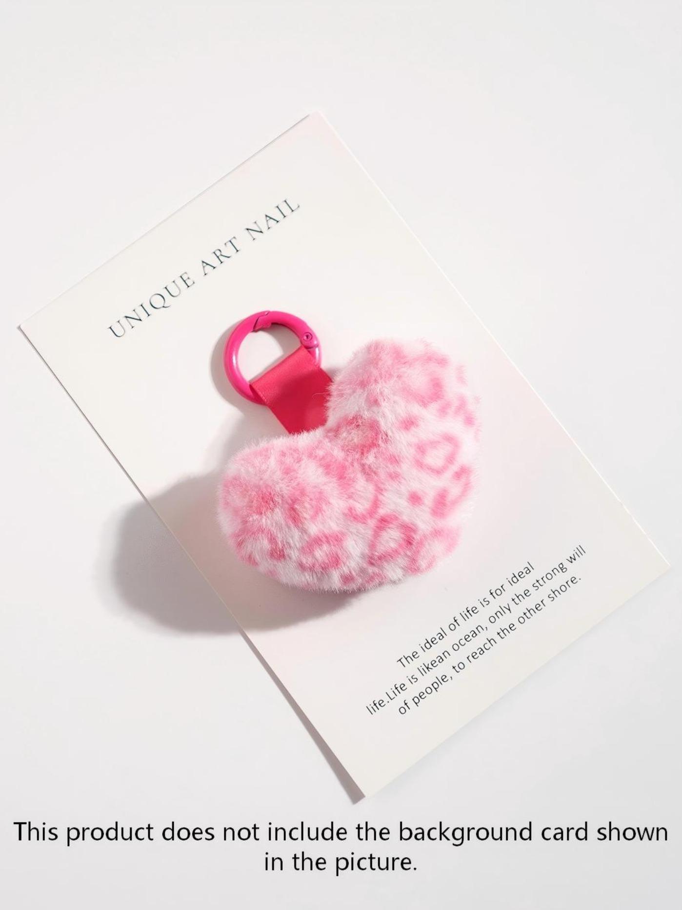 Cute Mini Leopard Print Keychain, Plush Rabbit Fur Pendant, Car Key Holder, Bag Charm, Gift for Girlfriend, Valentine's Day