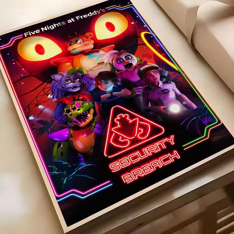 5 Nights At Freddys Poster Sticky Waterproof Wall Art High Quality Print Vibrant Cartoon Design Aesthetic Home Living Bedroom Decor Trendy Room Decoration Easy-To-Apply Gift Durable