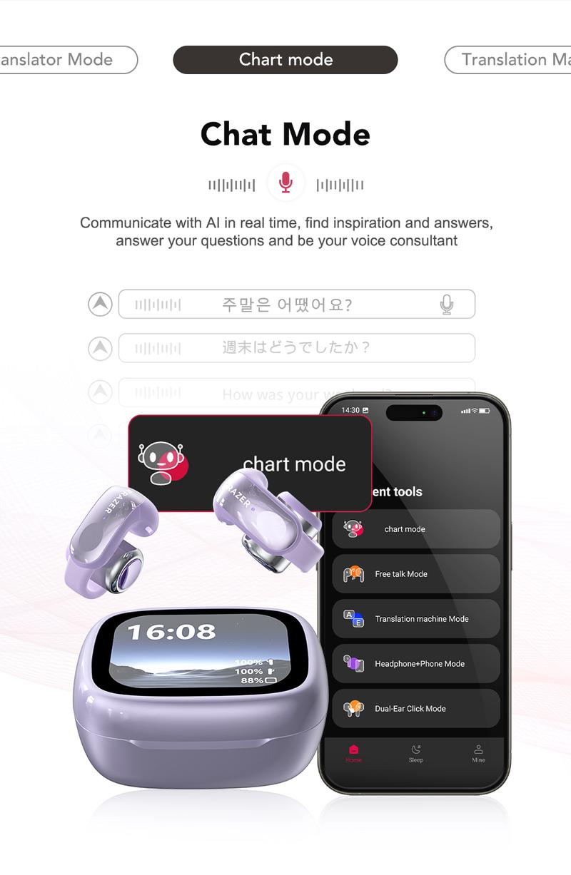 ERAZER XF28 Translation Wireless Earbuds, Clip-On Ear Headphones, Supports Real-Time Translation in 134 Languages With APP, Bluetooth 6.0 Earphones, Audio Wireless Earbuds for Music & Phone Calls,Waterproof Sports Electronic Headphones with Long Endurance