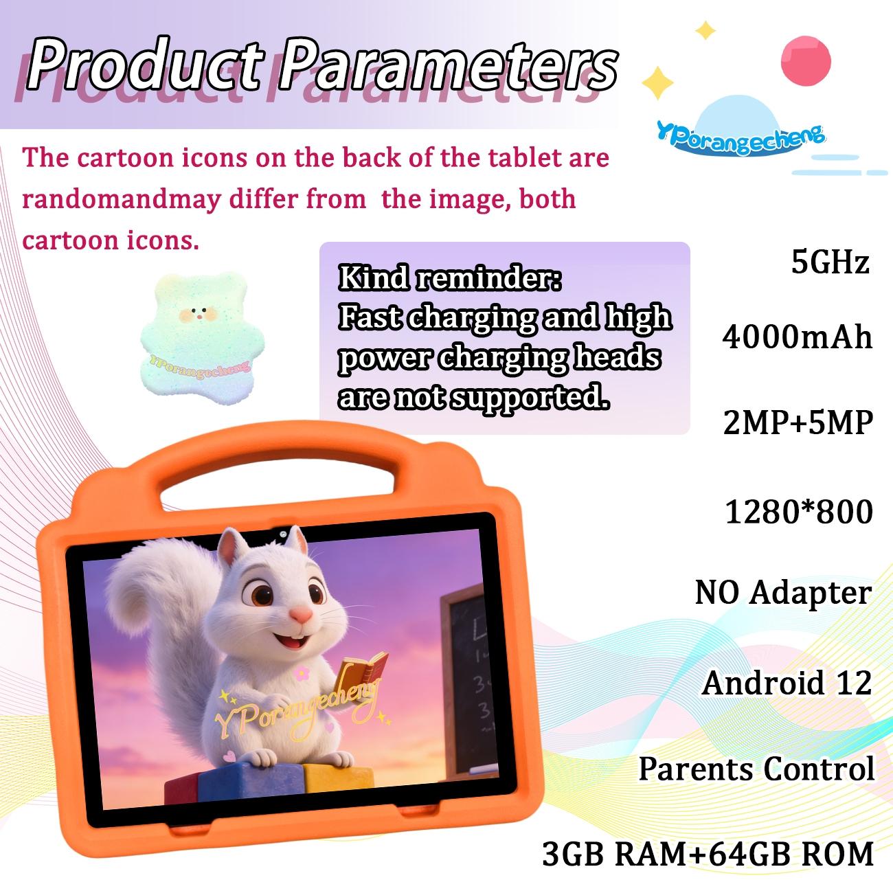 10.1 Inch Tablet for Students Children, Supports 5g WiFi Learning Entertainment, this upgraded 10.1-inch tablet offers 5G WiFi for fast and smooth learning and play, dual rear, front cameras for versatile shooting, a included protective case ,gift for kid