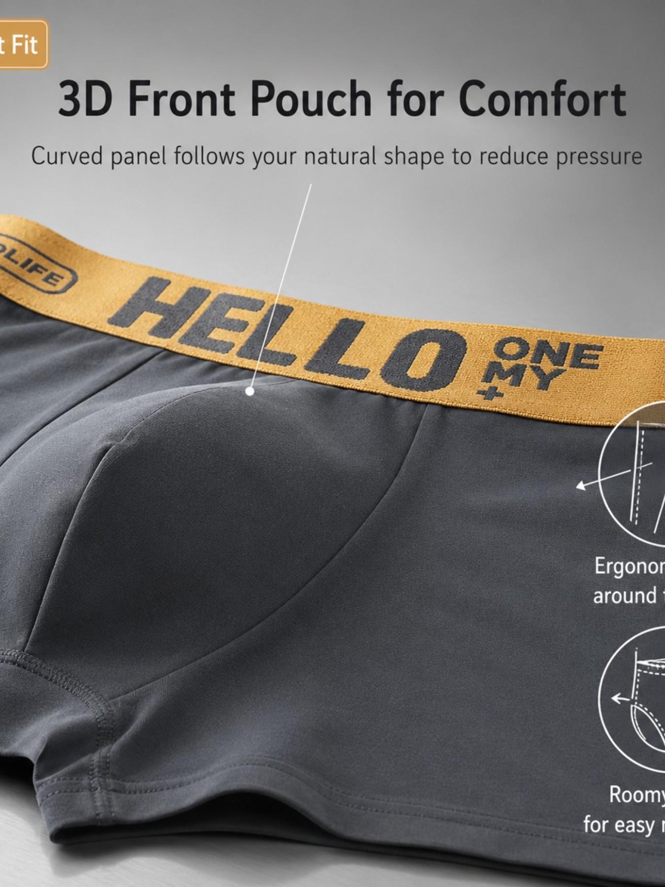 Ice-Feel Breathable Men's Underwear 3-Pack, High Elastic Non-Rolled Edge, Anti-Irritation Sweat-Wicking, Casual All-Seasons Solid Pattern