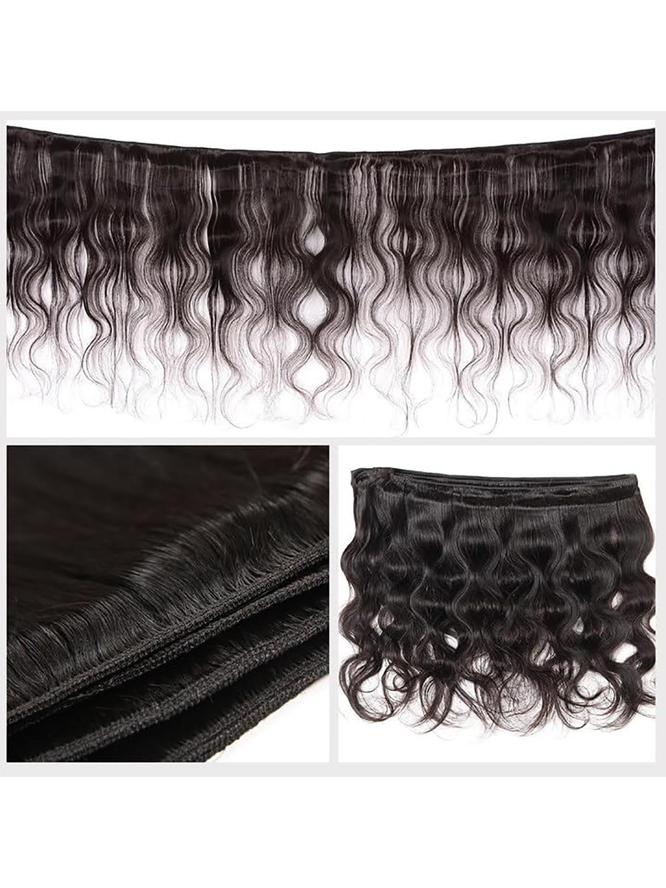 12A Human Hair Bundles Body Wave Bundles Human Hair 100% Unprocessed Brazilian Virgin Hair Body Wave 3 Bundles Deals Real Human Hair Extensions For  Women Natural Black