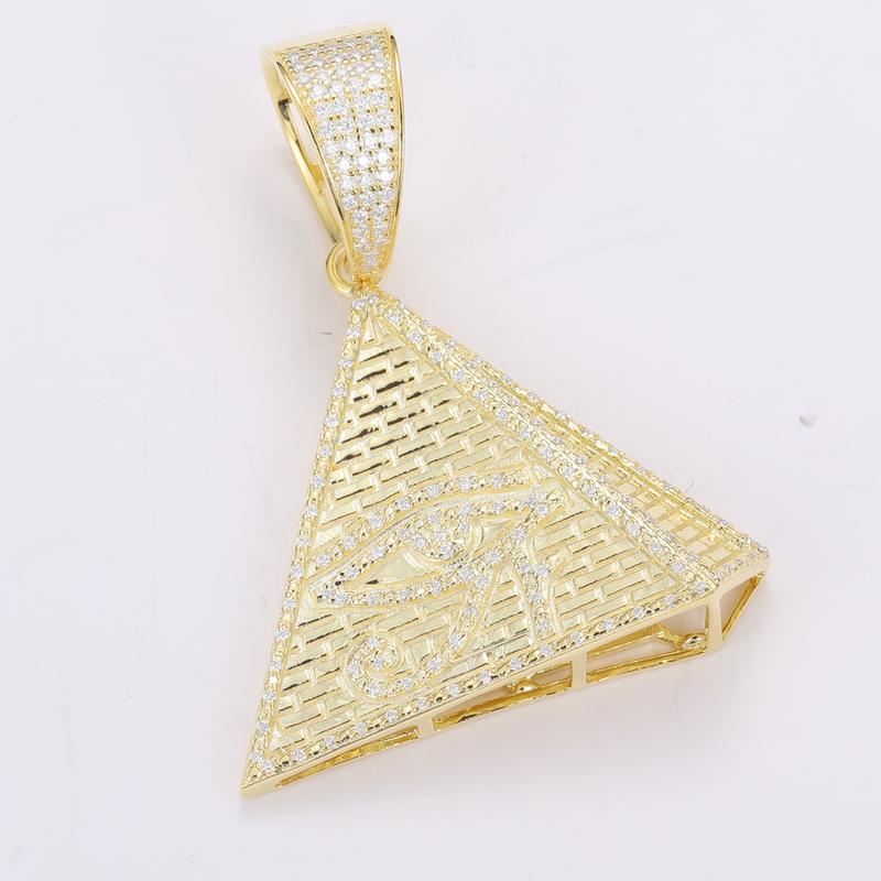 【#P271】925 Hip Hop Sterling Silver Egyptian Pyramid Eye Of Horus Pendant Necklace Iced Out Micro Paved D Color Synthetic Moissanite Charm Jewelry