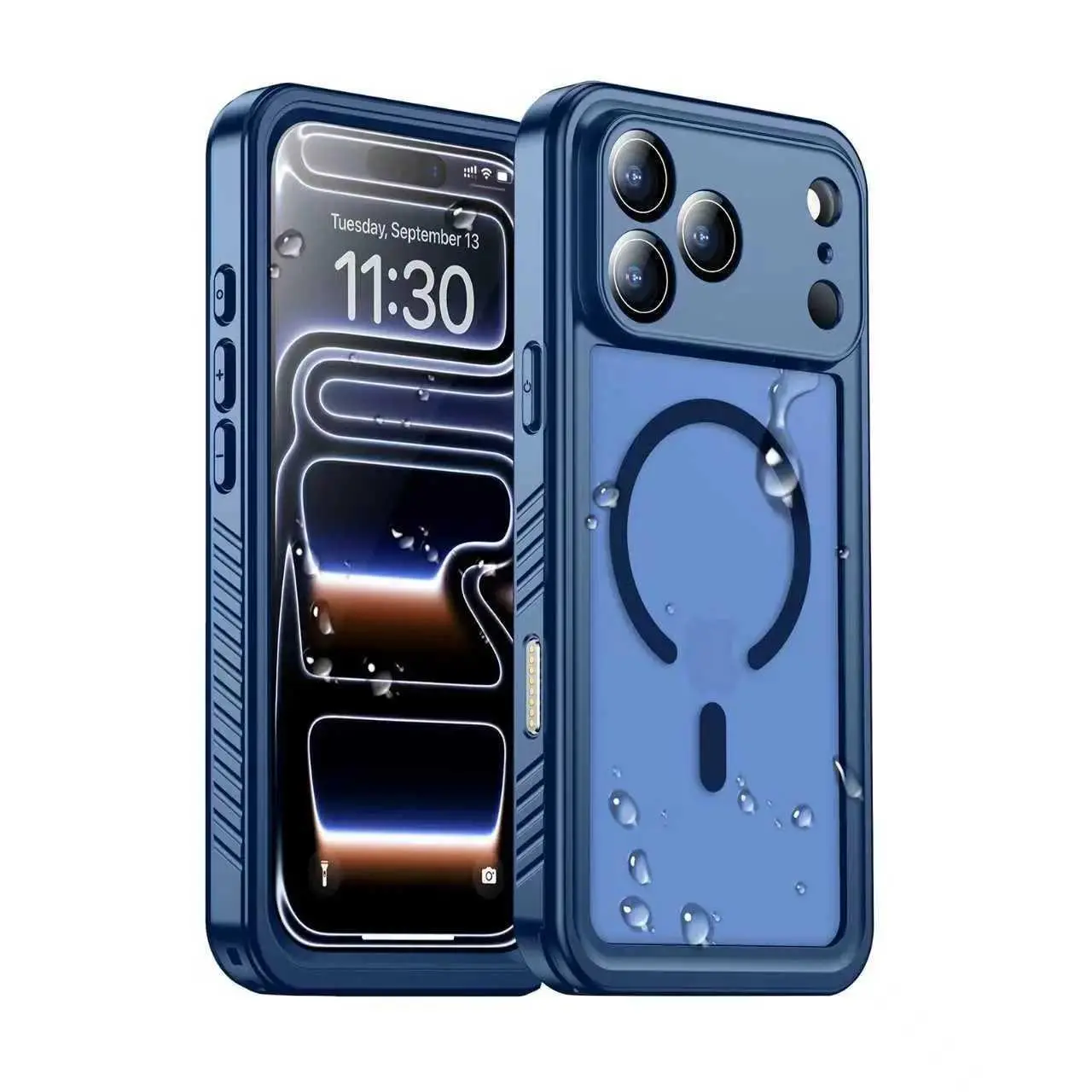 Magnetic Full Body Phone Case for iPhone 17 Pro Max (6.9"), IP68 Waterproof Accessory with Built-in Screen Protector, Military-Grade HNAT11-GRGN8