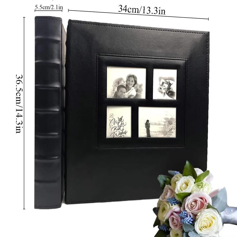 Photo Album 4x6 500 Photos Black Pages Leather Cover Wedding Family Photo Albums Holds 500 Horizontal and Vertical Photos