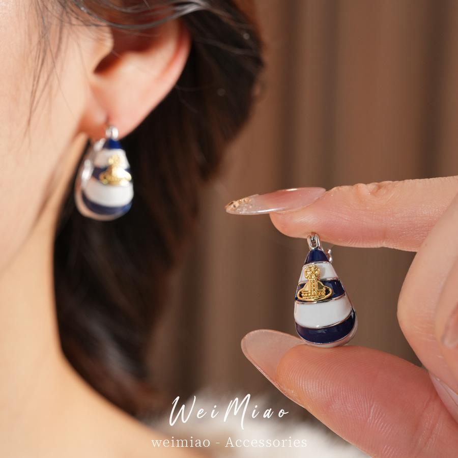 Vintage Saturn Earrings, Water Drop Shape Ear Cuffs, Elegant High-End Jewelry, Lightweight Luxury Accessories, Retro Style Ear Rings