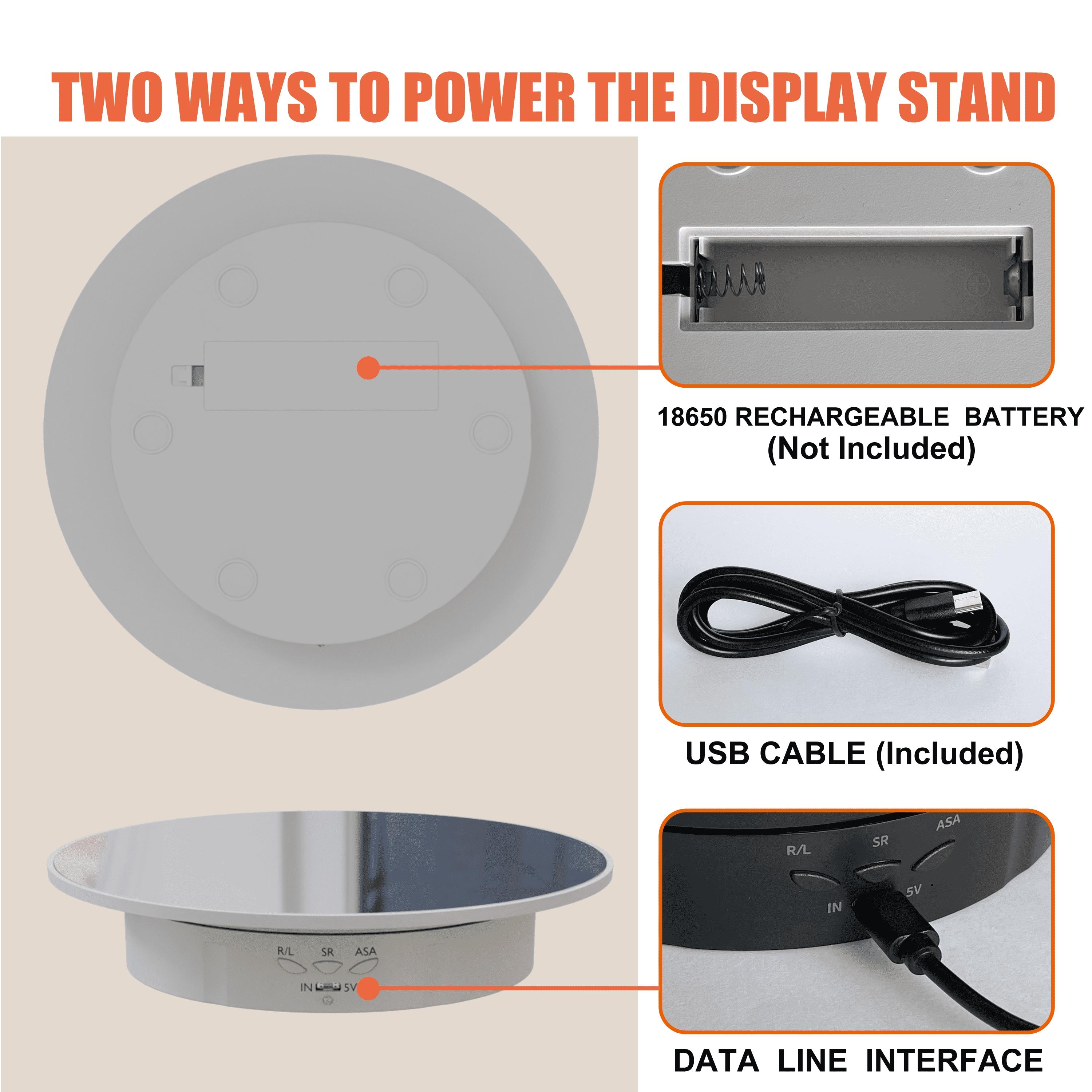 Rotating display stand Electric turntable display table smooth mirror jewelry display hand model live shooting speed rotating table bright glass mirror, Display Riser, Adjustable Standing Shelf