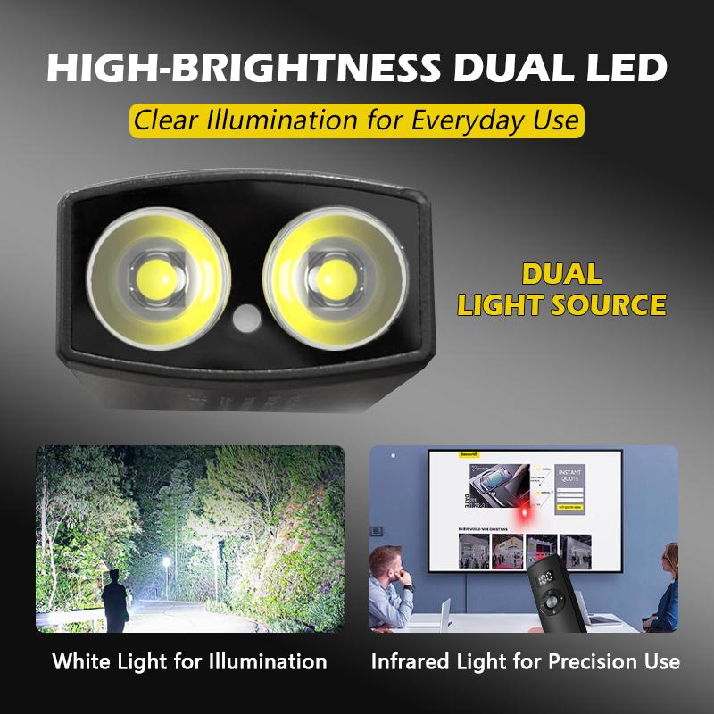 Aluminum Alloy High Power Dual Light Source Flashlight with Infrared, Ultra Bright Large Light for Outdoor Camping, Multiple Colors Available