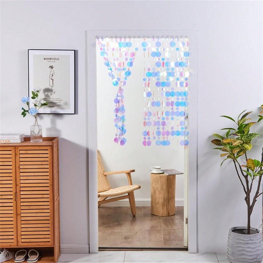 Transparent Shimmering Sequin Curtain Panels, PVC Sparkling Sheer Window Drapes, Glitter Finish, Party Backdrops, Wedding Birthday Decor, Easy Setup