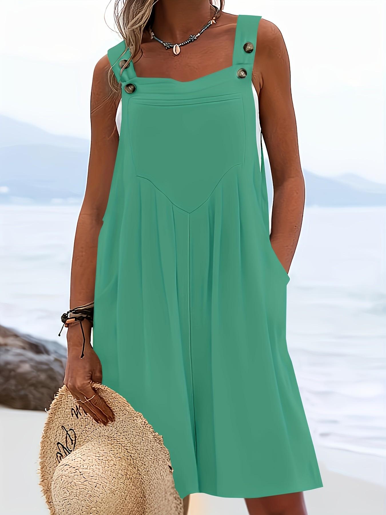 Women's Plus Size Casual Fashion Wide Leg Shorts, Loose Fit Belted Overall Pants with Button Pockets, 10 Colors Available