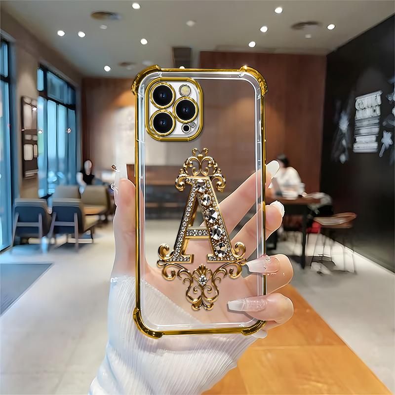 Suitable for [iPhone 12 Pro Max] high-end phone case🥰，Features a premium-look printed design—not actual 3D diamond studs，Choose from any of the 26 letters. YM99